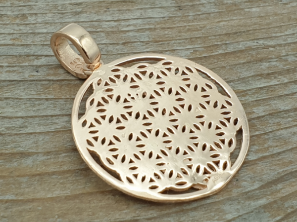 flower of life 25mm, silver rose gold plated