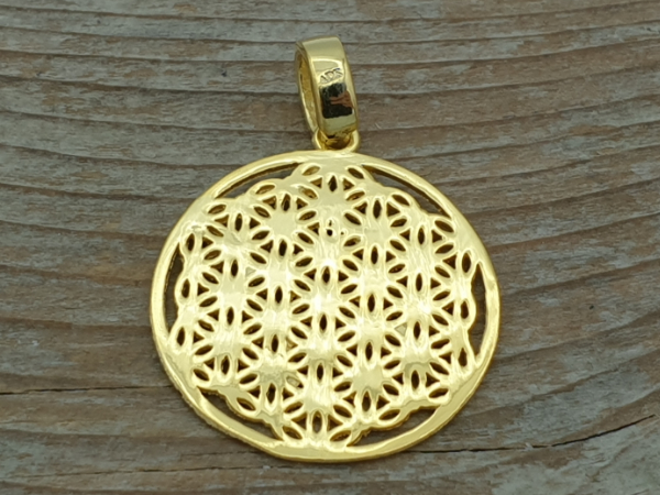 flower of life 25mm, silver gold plated