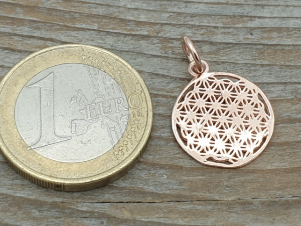 flower of life 15mm, silver rose gold plated