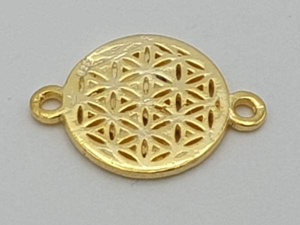 finding-link flower of life 12x17mm, silver gold plated
