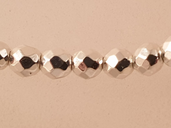 Blutsteinkette Silber (Hmatit) 3mm facettiert