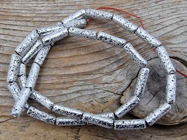 hematite necklace silver lavalook 4x14mm