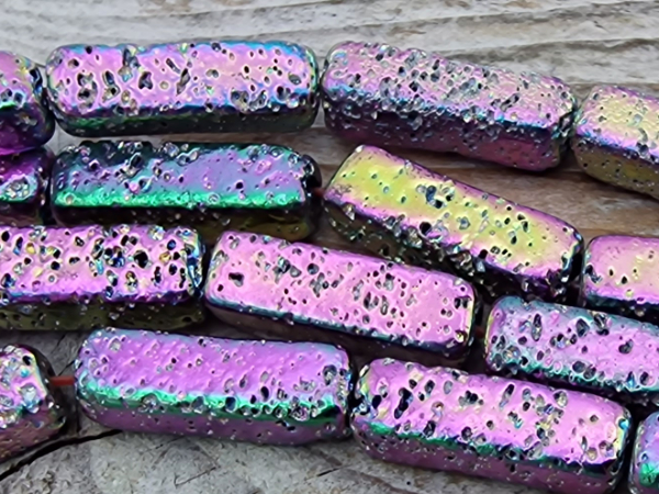 Blutsteinkette Multicolor (Hmatit) Lavalook 4x4x14mm