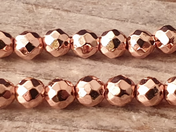 hematite necklace rosegold 3mm faceted
