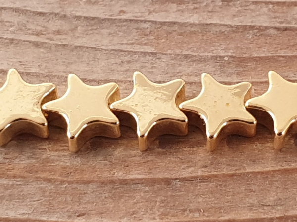 hematite necklace gold star 6mm