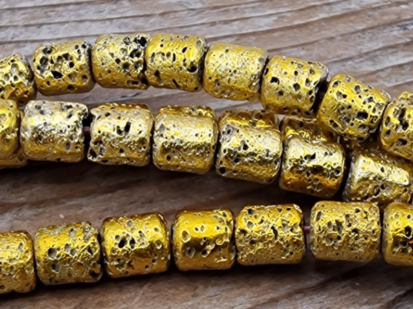 Blutsteinkette Gold (Hmatit) Lavalook 4x5mm