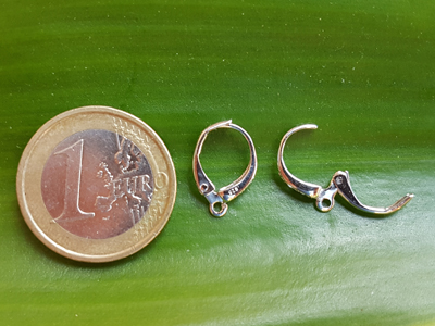 2 pcs earring 10x14mm, silver rhodium plated, rhinestone