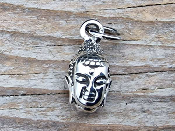 Charm Buddhakopf 16mm, Silber