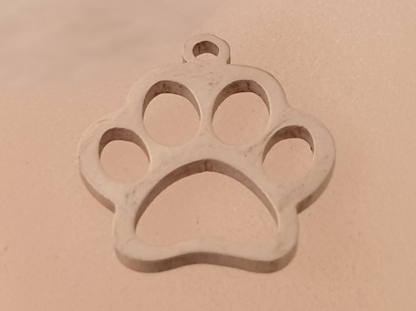 Charm Hundepfote 18mm, Edelstahl