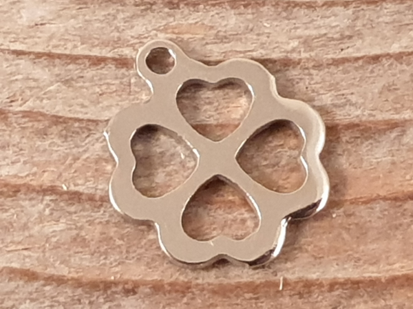 charm shamrock 12mm, stainless steel