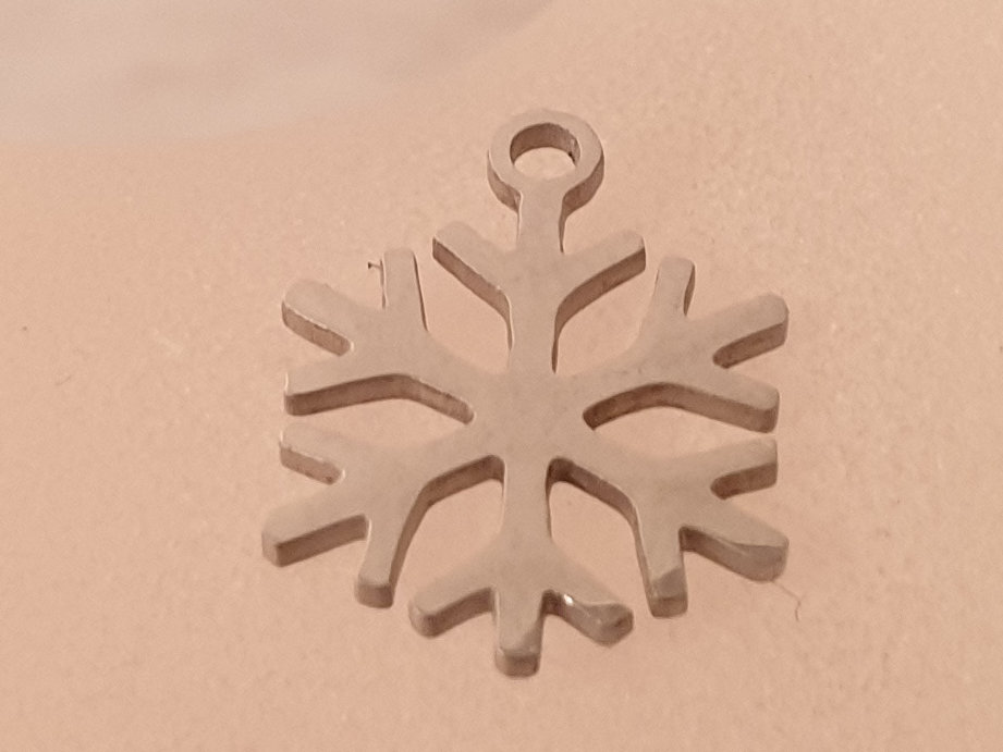 charm snowflake 16mm, stainless steel