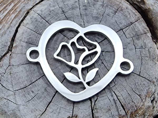 finding-link, heart 20mm, stainless steel