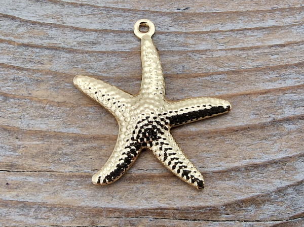 charm starfish 22mm, stainless steel gold