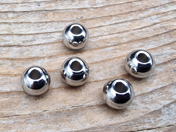 finding, beads 6mm (50 pcs), stainless steel