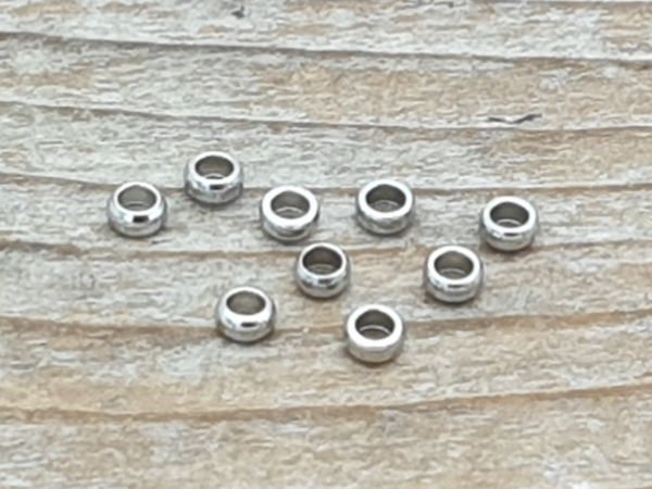 finding, beads 2x1mm, drill 1mm, stainless steel