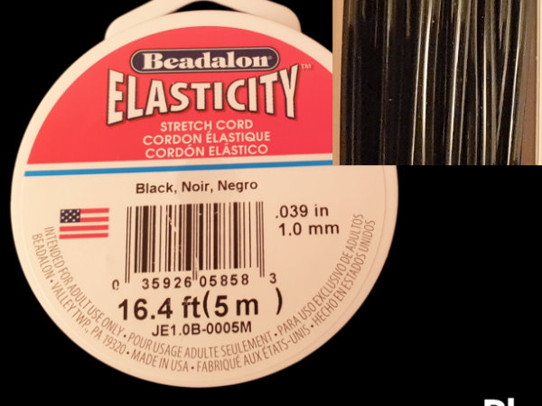 jewelry elastic cord BLACK 1.0mm, 5m Beadalon
