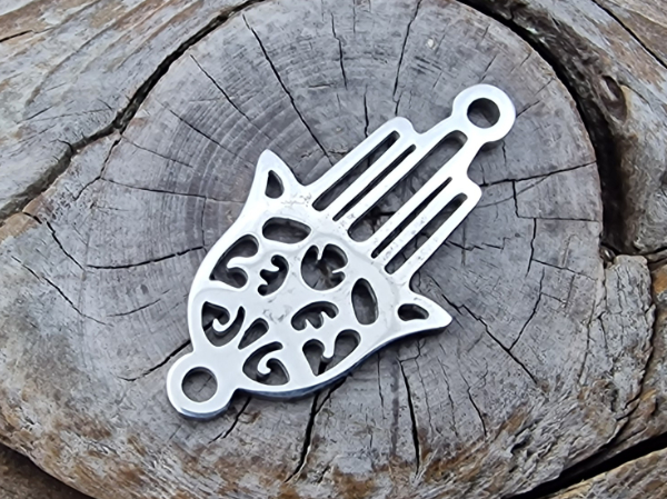 finding-link, hamsa hand 23mm, stainless steel