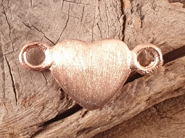 finding-link heart 8x15mm, silver rosegold