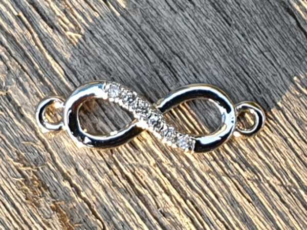 finding-link rhinestone Infinity 17mm, brass silvercolor