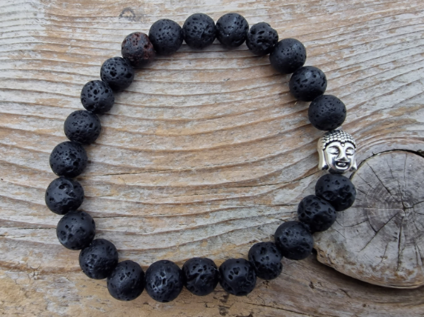 Lava Armband mit Buddhakopf 8mm