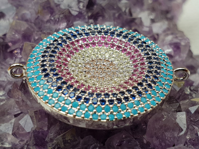 finding-link rhinestone 28mm, brass silvercolor
