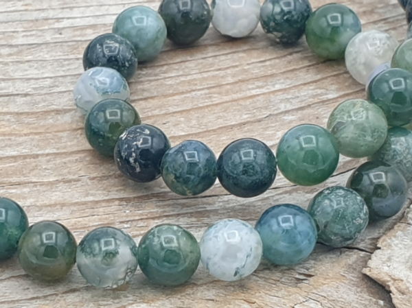 moss agate necklace 6mm