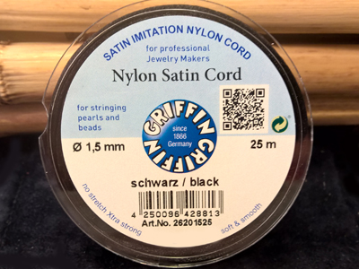 nylon satin cord, black, 1.5mm/25m