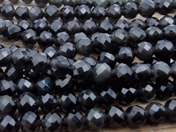 obsidian necklace faceted 3mm