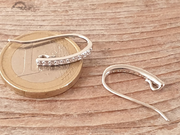 2 Stk. Ohrhaken 16mm, Silber rhodiniert, Strass