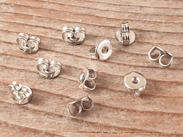 earring closure 5.3mm (10 pcs), brass rhodium plated