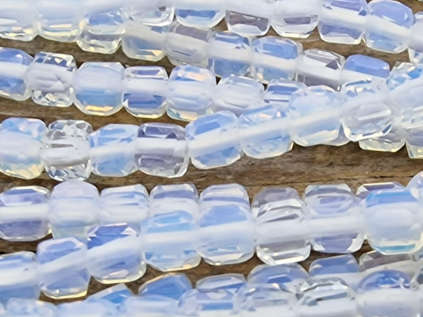 opalite necklace faceted 2.5x2.5mm