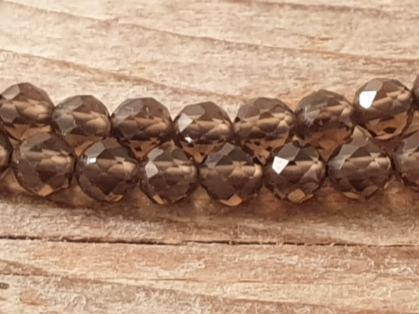 smokeyquartz necklace faceted 3mm