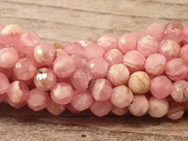 rhodochrosit necklace faceted 2mm