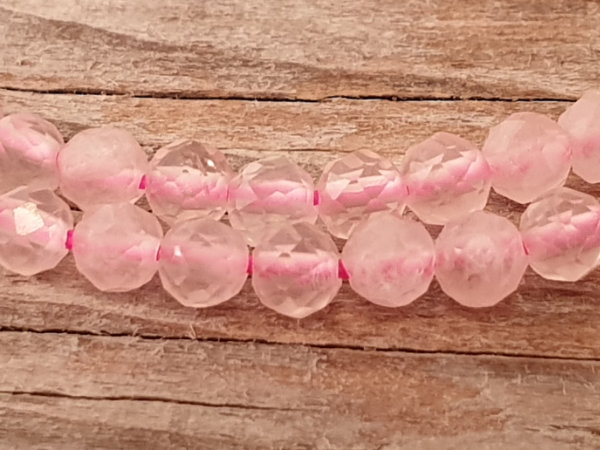 rosequartz necklace faceted 3mm