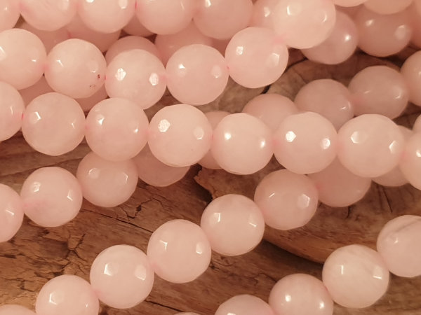 rosequartz necklace faceted 8mm