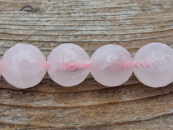 rosequartz necklace faceted 10mm