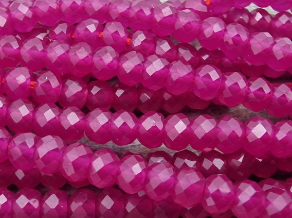 ruby necklace faceted 3x2mm glassfilled