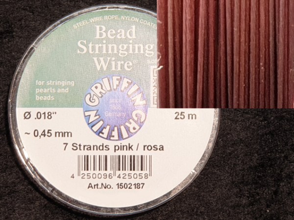 bead stringing wire 0.45mm/25m/7str pink