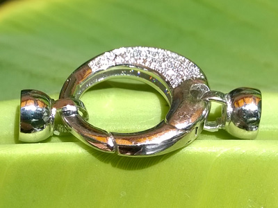 clasp 33mm with rhinestone, metal-silvercolor