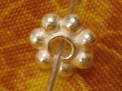 finding, flower 6x1.9mm, silver