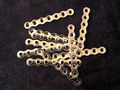 10 pcs. separator 7-eye, brass silver plated