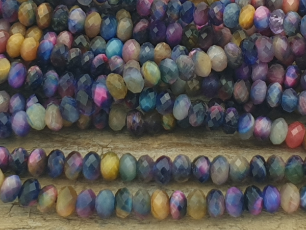 tigereye multicolor necklace faceted 4x2mm
