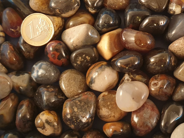 1 kg tumbled stones agate/jasper mixed (appr.105 pcs)