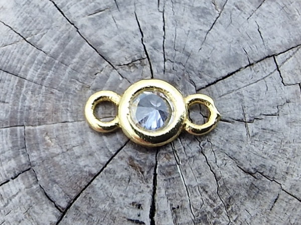 finding-link, rhinestone 4/8mm, brass gold plated