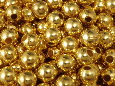 finding, beads 3mm (100 pcs), brass gold plated