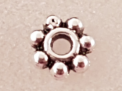 finding, flower 4x1mm, metal antik