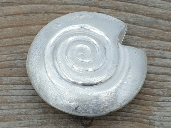 finding, snail 40mm, metal silver plated
