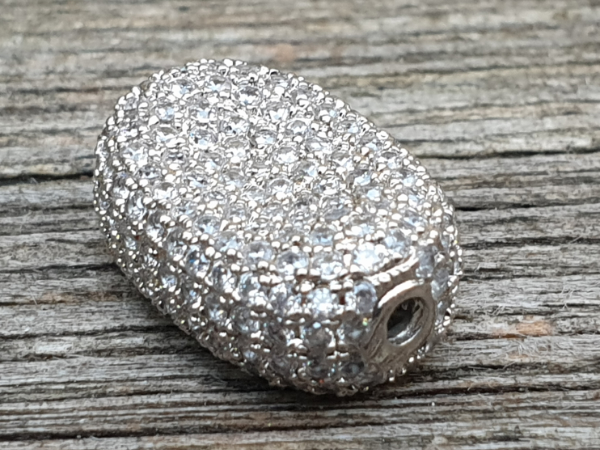 Zwischenteil Strass 19x13x8mm, Metall silberfarben