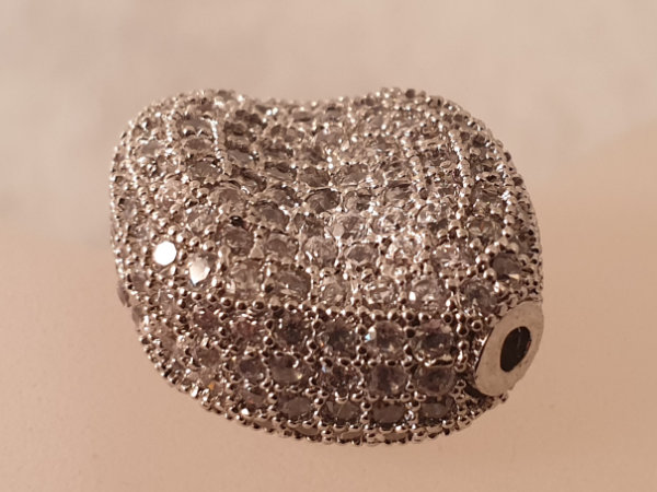 Zwischenteil Strass 17x20mm, Metall silberfarben