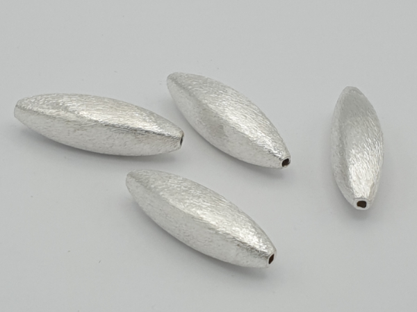 finding, olive 11x33mm, metal silver plated